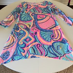 Lilly Pulitzer Tic Tac Tile asymmetrical hem cotton dress